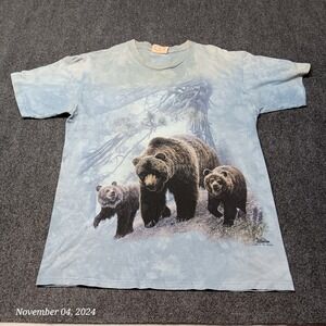 Vintage The Mountain Shirt Adult Medium Blue Grizzly Bears Cubs Robert Apple